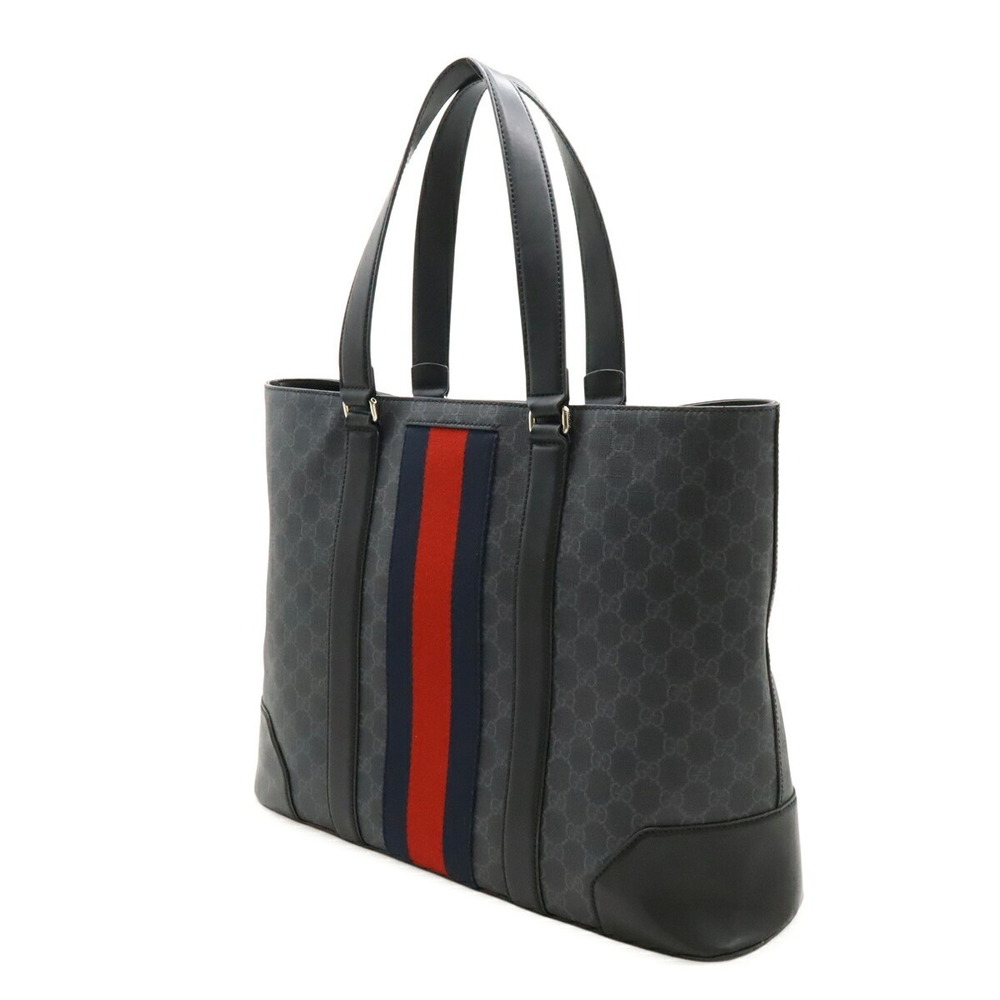 Gucci Shoulder Black GG Supreme Leather Tote Sherry Bag